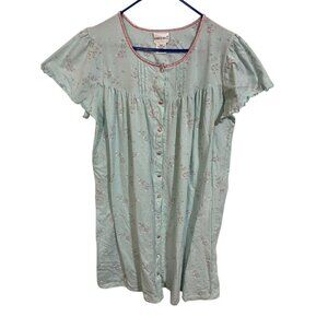 Fashion Bug Women's 18/20 Light Blue & Floral Sleep Wear Nightgown 100% Cotton